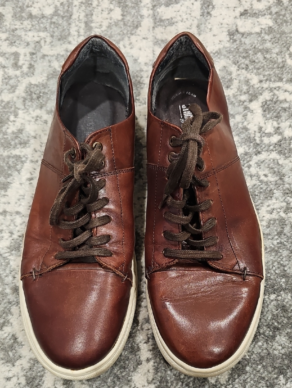 Stacy Adams Men's Brown Leather Lace-Up Sneakers 10.5